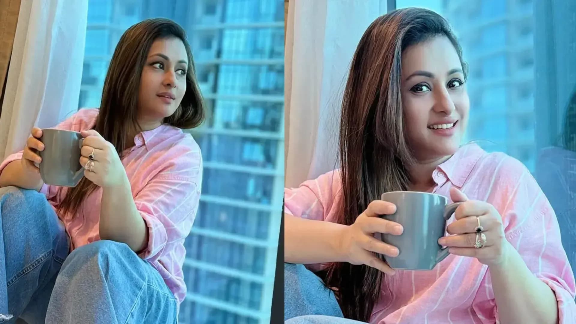 কফির কাপে চুমুক, ক্যাজুয়াল লুকে ধরা দিলেন পূর্ণিমা