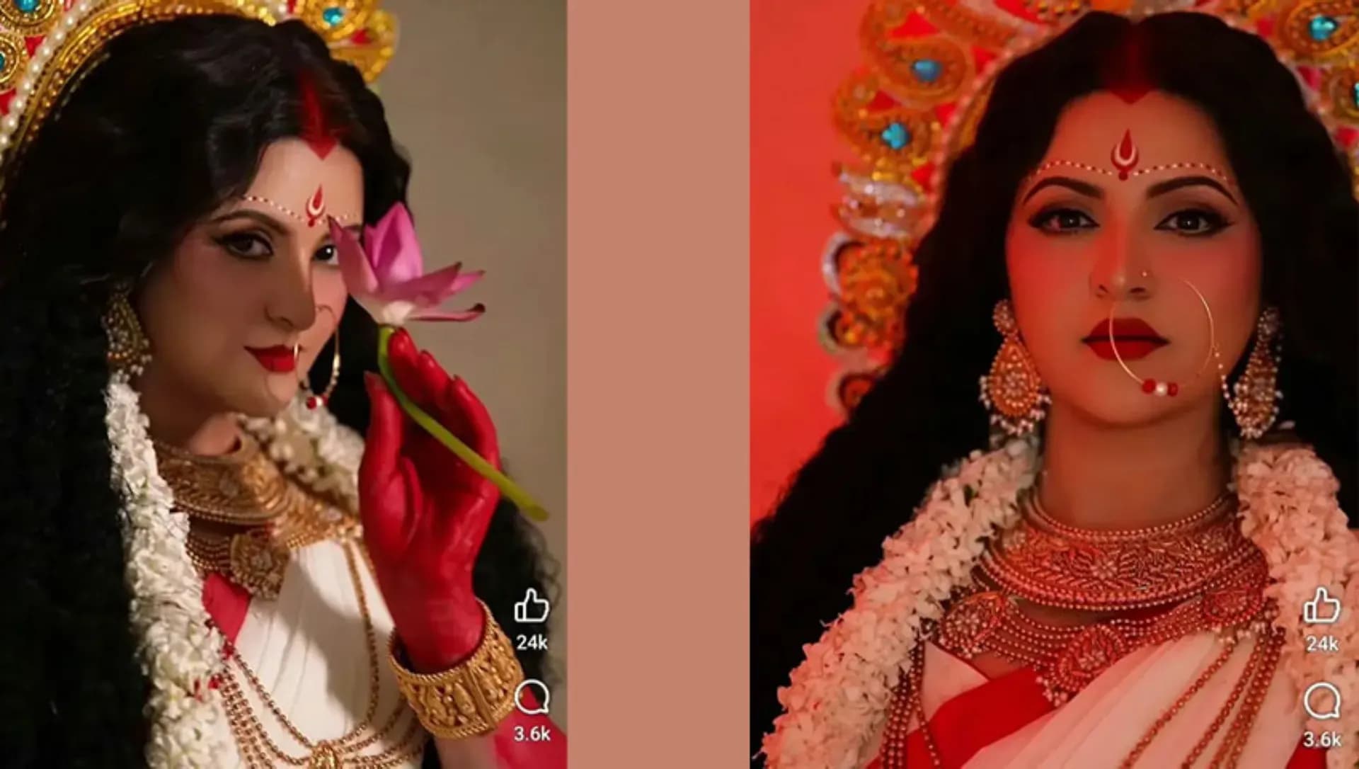 দুর্গার সাজে নজর কাড়লেন পরীমণি